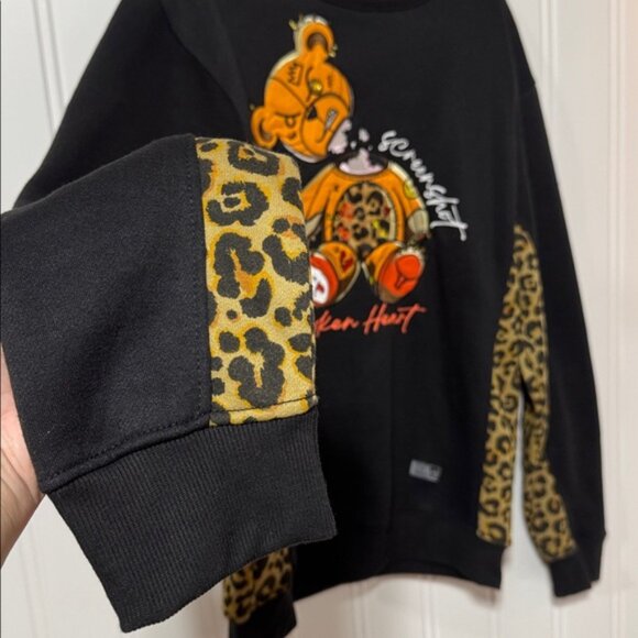 NWOT Screenshot 2 piece “Broken Heart” Falling Bear Head Fleece Set size 2XL - Picture 5 of 14